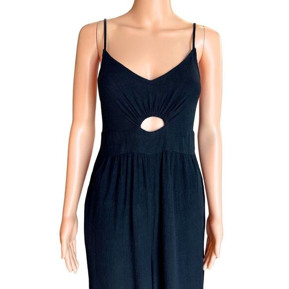 Women’s Black Wide Leg Strappy Jumpsuit Romper Medium - Picture 3 of 6